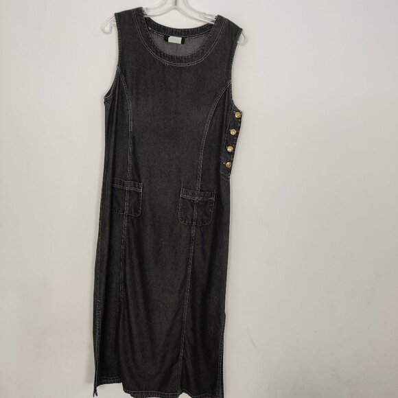 ABK Vintage Women's Maxi Dress Size 10 Gray 100% Tencel Lyocell 90s Style Goth - Picture 1 of 7